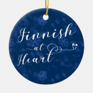 Fins bij hart, kerstboomversiering, Finland Keramisch Ornament