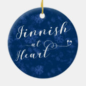 Fins bij hart, kerstboomversiering, Finland Keramisch Ornament (Achterkant)