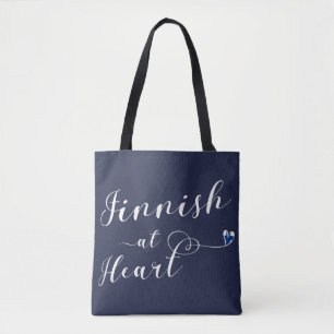 Fins bij Heart Grocery Bag, Finland Tote Bag