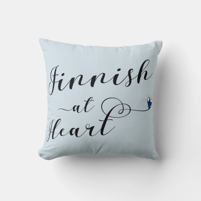 Fins bij Heart Throw Cushion, Finland Kussen (Voorkant)