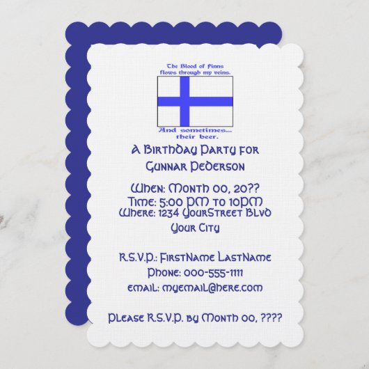 Fins Bloed Bier Verjaardagsfeest Kaart (Voorkant / Achterkant)