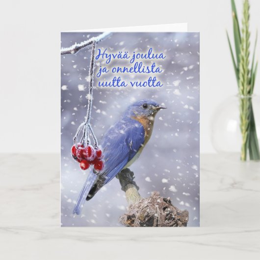 Fins - Blue Bird Christmas Wenskaart Feestdagen Kaart (Voorkant)