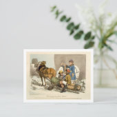 Fins die levende vis op de markt brengen, geëtst d briefkaart (Staand voorkant)