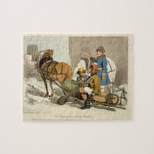 Fins die levende vis op de markt brengen, geëtst d legpuzzel