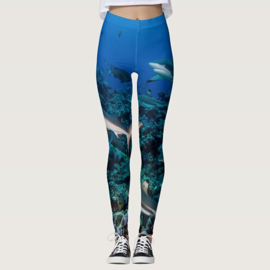 Fins Fin : Ref scène met een school haaien. Leggings (Voorkant)