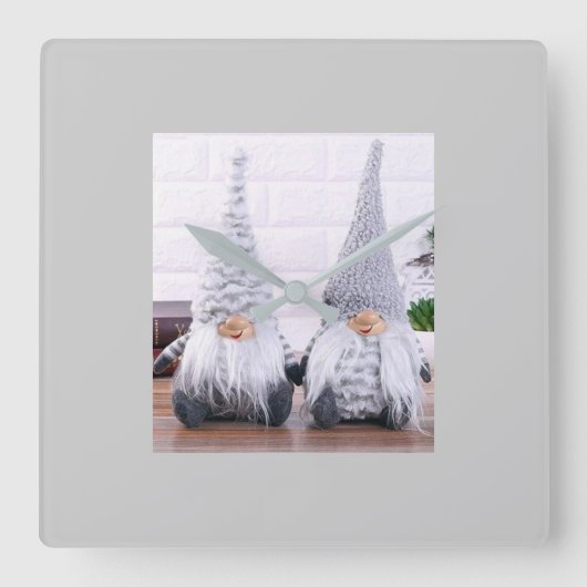 FINS GNOMES BEAUTIFUT EN CUTE VIERKANTE KLOK (Voorkant)