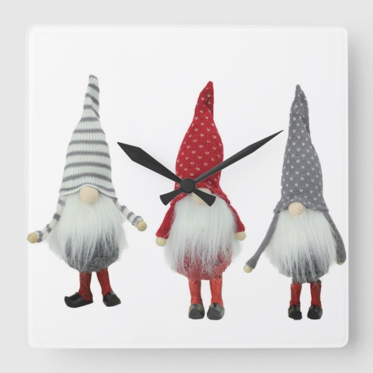 FINS GNOMES BEAUTIFUT EN CUTE VIERKANTE KLOK (Voorkant)