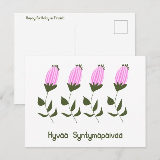 Fins Happy Birthday Briefkaart (Voorkant / Achterkant)