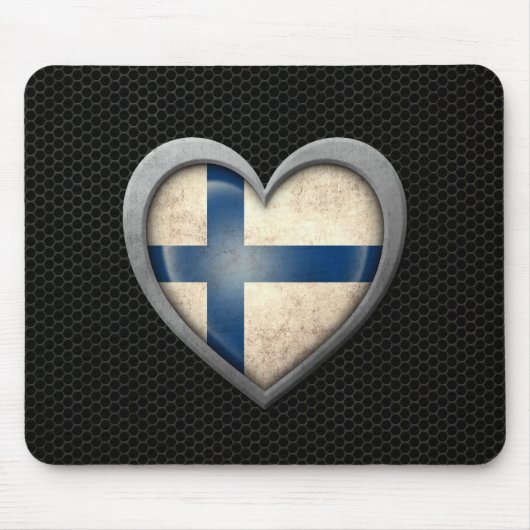Fins Heart Flag Steel Maesh Effect Muismat (Voorkant)