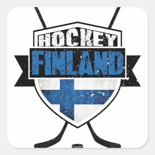 Fins Hockey Shield Suomi Vierkante Sticker (Voorkant)