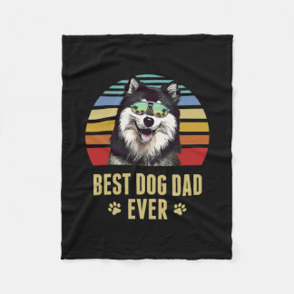 Fins Lapphund Best Dog Pa Ever Retro Sunset Fleece Deken