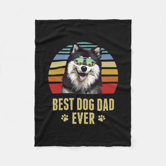 Fins Lapphund Best Dog Pa Ever Retro Sunset Fleece Deken (Voorkant)