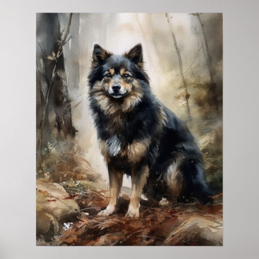 Fins Lapphund Dog Art Print Poster (Voorkant)