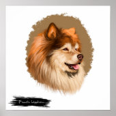 Fins Lapphund Dog Portrait | Pet Portret Wall Poster (Voorkant)