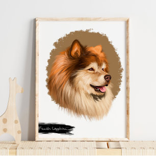 Fins Lapphund Dog Portrait Pet Portret Wall Poster