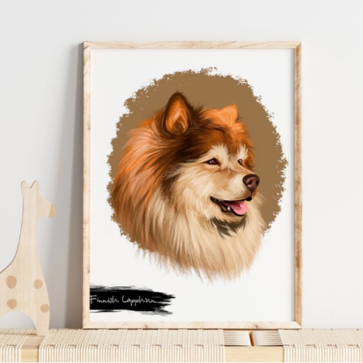 Fins Lapphund Dog Portrait | Pet Portret Wall Poster
