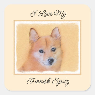 Fins Lapphund,Fins,Lapphund,Lapinkoira,Suome Vierkante Sticker
