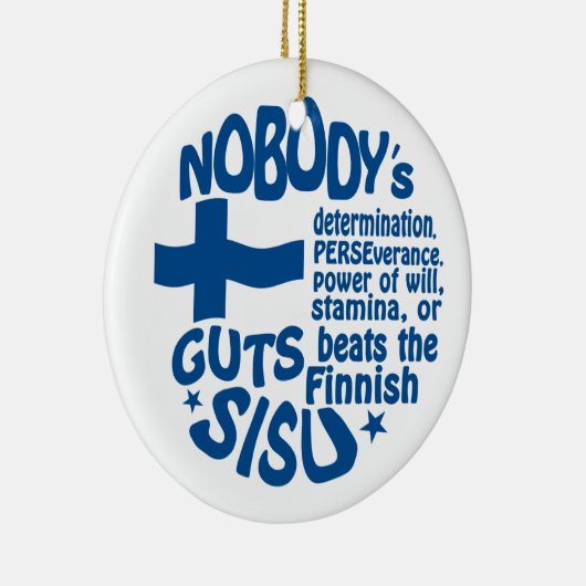 Fins SISU-versieringsmiddel, dubbelzijdig Keramisch Ornament (Rechts)