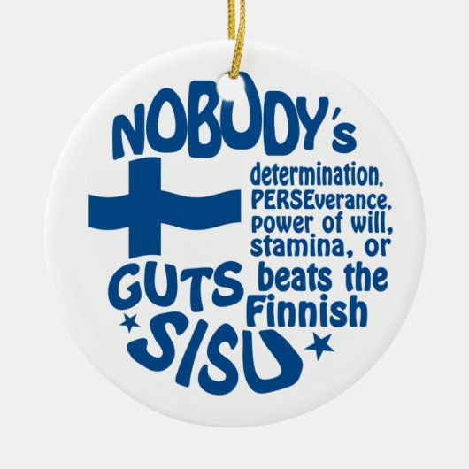 Fins SISU-versieringsmiddel, dubbelzijdig Keramisch Ornament (Voorkant)