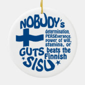 Fins SISU-versieringsmiddel, dubbelzijdig Keramisch Ornament (Achterkant)