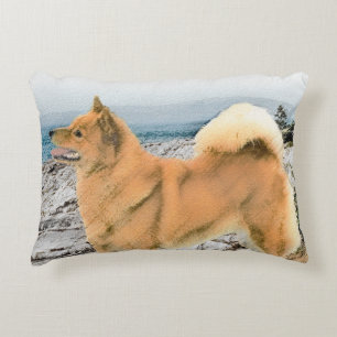 Fins Spitz in Seashore Painting - Dog Art Accent Kussen