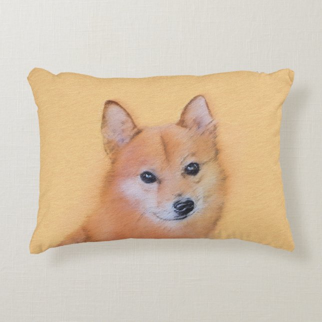 Fins Spitz-schilderij - Cute Original Dog Art Accent Kussen (Voorkant)