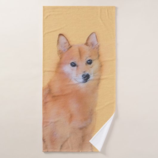 Fins Spitz-schilderij - Cute Original Dog Art Bad Handdoek (Badhanddoek)