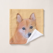 Fins Spitz-schilderij - Cute Original Dog Art Bad Handdoek (Wasdoekje)