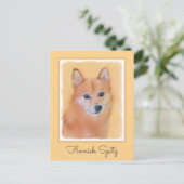 Fins Spitz-schilderij - Cute Original Dog Art Briefkaart (Staand voorkant)