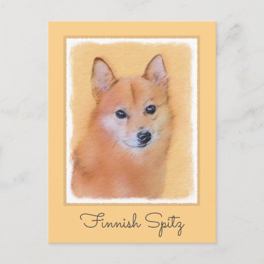 Fins Spitz-schilderij - Cute Original Dog Art Briefkaart (Voorkant)