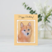 Fins Spitz-schilderij - Cute Original Dog Art Briefkaart (Staand voorkant)
