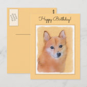 Fins Spitz-schilderij - Cute Original Dog Art Briefkaart (Voorkant / Achterkant)