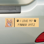 Fins Spitz-schilderij - Cute Original Dog Art Bumpersticker (Op auto)