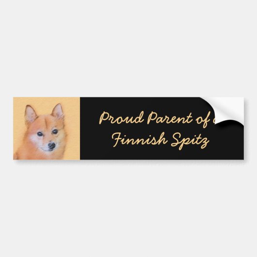 Fins Spitz-schilderij - Cute Original Dog Art Bumpersticker (Voorkant)