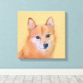 Fins Spitz-schilderij - Cute Original Dog Art Canvas Afdruk (Insitu (Houten vloer))