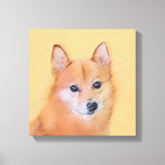 Fins Spitz-schilderij - Cute Original Dog Art Canvas Afdruk (Voorkant)