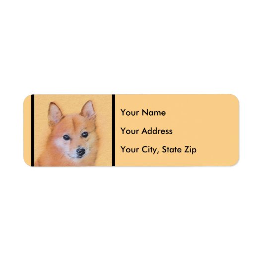 Fins Spitz-schilderij - Cute Original Dog Art Etiket (Voorkant)