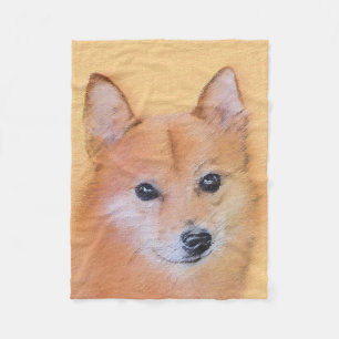 Fins Spitz-schilderij - Cute Original Dog Art Fleece Deken