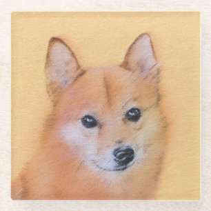 Fins Spitz-schilderij - Cute Original Dog Art Glazen Onderzetter