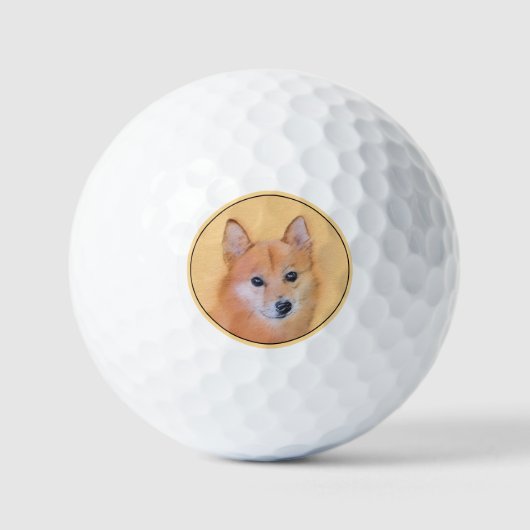 Fins Spitz-schilderij - Cute Original Dog Art Golfballen (Voorkant)