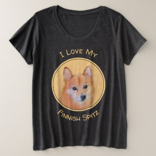 Fins Spitz-schilderij - Cute Original Dog Art Grote Maat T-shirt