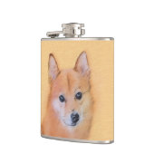 Fins Spitz-schilderij - Cute Original Dog Art Heupfles (Links)