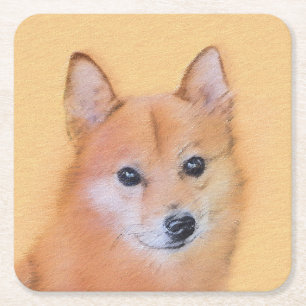 Fins Spitz-schilderij - Cute Original Dog Art Kartonnen Onderzetters