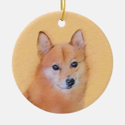 Fins Spitz-schilderij - Cute Original Dog Art Keramisch Ornament (Voorkant)