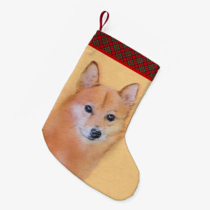 Fins Spitz-schilderij - Cute Original Dog Art Kleine Kerstsok