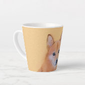 Fins Spitz-schilderij - Cute Original Dog Art Latte Mok (Linkerhoek)