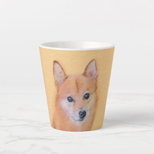 Fins Spitz-schilderij - Cute Original Dog Art Latte Mok (Voorkant)