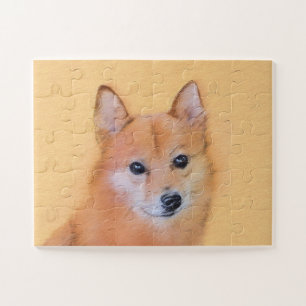 Fins Spitz-schilderij - Cute Original Dog Art Legpuzzel