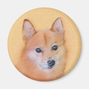Fins Spitz-schilderij - Cute Original Dog Art Magneet