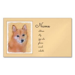 Fins Spitz-schilderij - Cute Original Dog Art Magnetisch Visitekaartje
